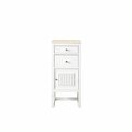 James Martin Vanities Athens 15in Base Cabinet w/ Drawers and Right Door, Glossy White w/ 3 CM Eternal Marfil Top E645-B15R-GW-3EMR